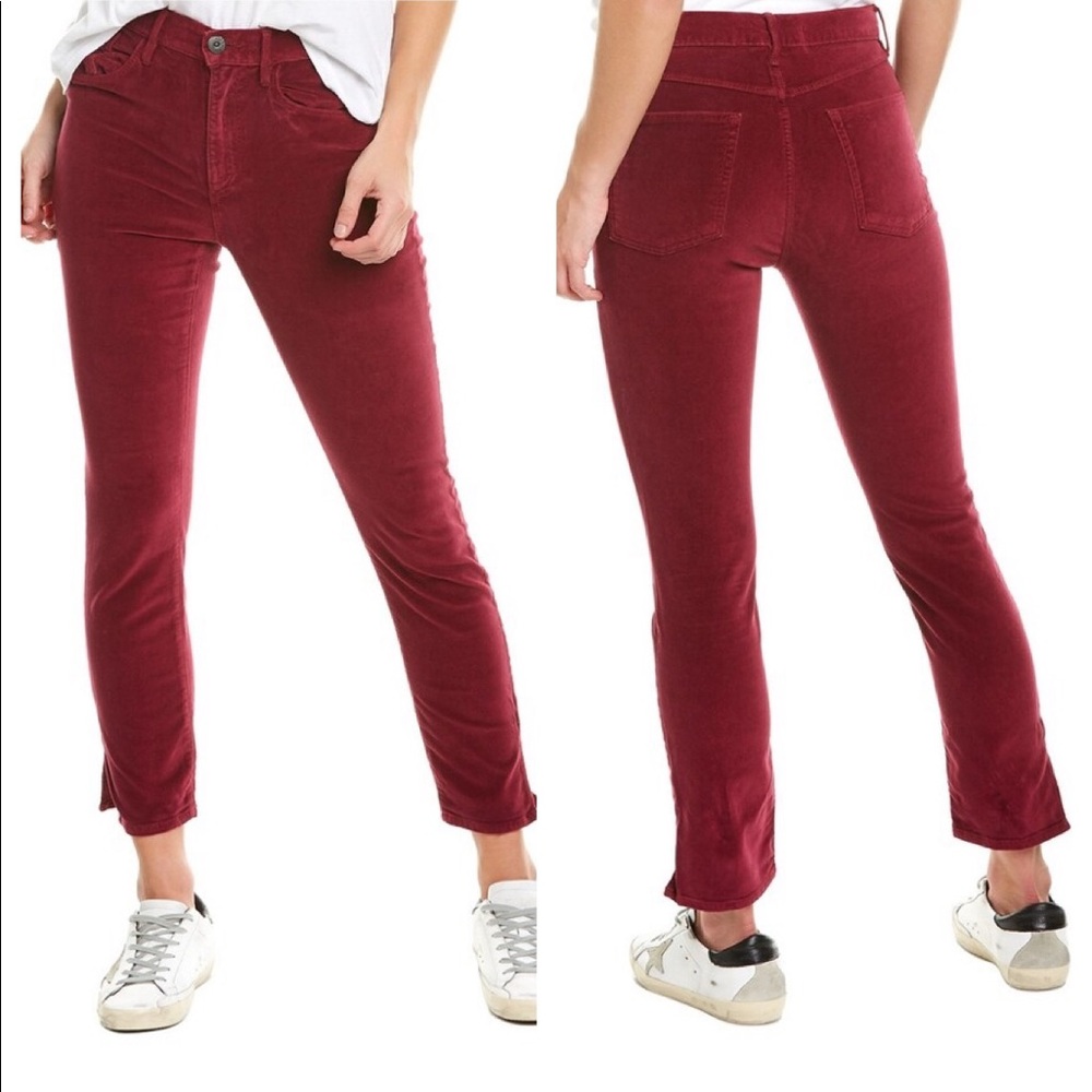 3X1 Merlot Velvet Straight Leg Crop Pants Size 27